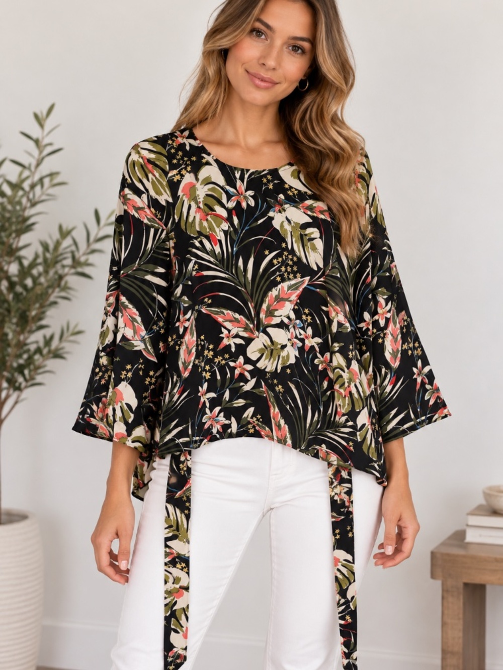NWT Code x Mode Women’s Black Floral Short Sleeve Blouse, size XL